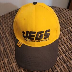 JEGS Yellow NHRA Pro Stock Racing Baseball Cap Hat Embroidered Hook Loop Closure
